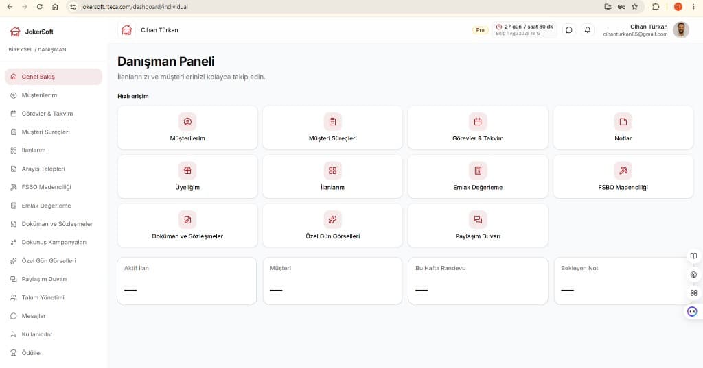 JokerSoft danışman paneli
